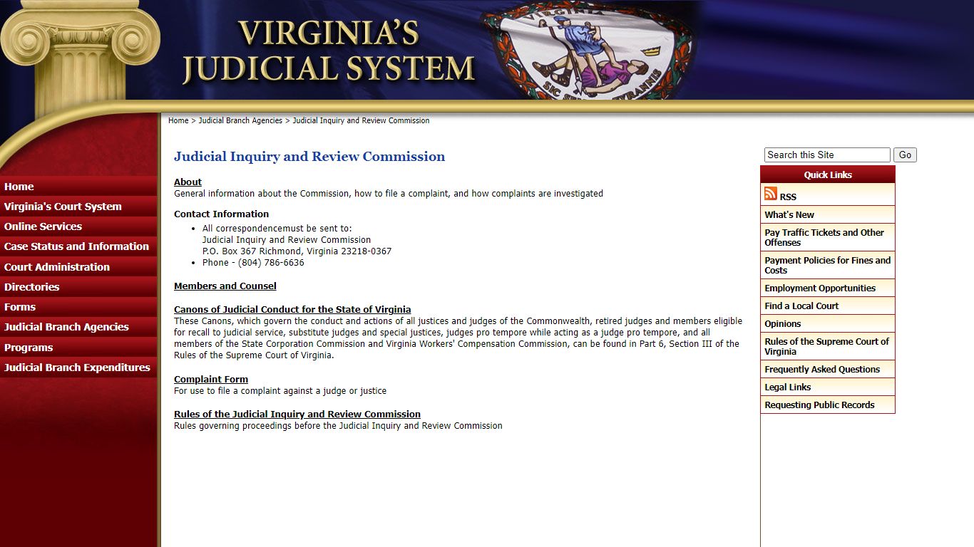Judicial Inquiry and Review Commission - Judiciary of Virginia